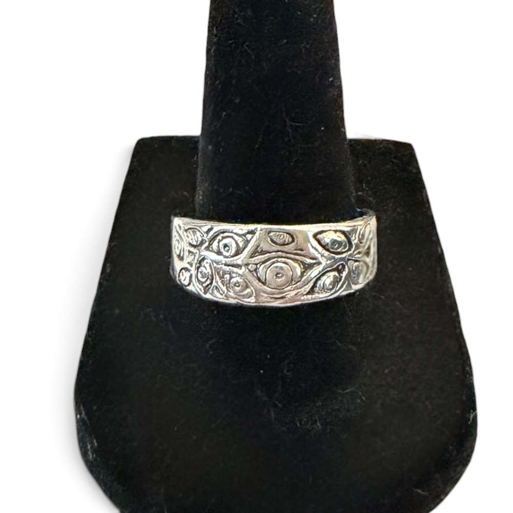 Unisex Silver Toned Evil Eye Adjustable Ring
